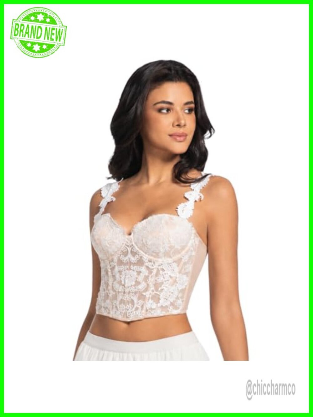 Women's Sheer Mesh Floral Embroidery Bustier Corset Top Adjustable Straps